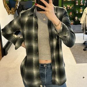 American Eagle Outfitters Green Flannel Shirt